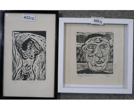 DOUGLAS THOMSON (SCOTTISH b.1955) &nbsp;HEAD &nbsp;Linocut print, signed lower left, numbered&nbsp; 16/50, 13 x 11.5cm&nbsp; 
