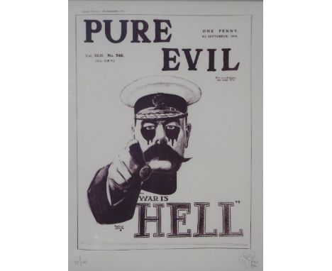 PURE EVIL (ENGLISH b.1968) &nbsp;WAR IS HELL &nbsp;Print multiple, signed lower right, numbered 89/100, 50 x 34cm Condition R