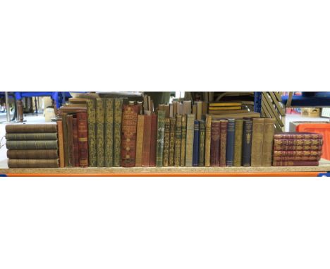 A shelf of mixed volumes, to include&nbsp;The Life and Works of Robert Burns&nbsp;four volume set, published by W. &amp; R. C