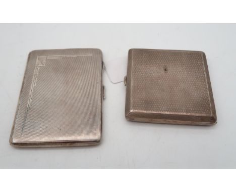 A silver cigarette case, by William Hair Haseler, Birmingham, with engine turned decoration, and another by Turner &amp; Simp