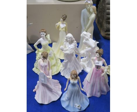 Six Royal Doulton figures, a Coalport figure and a Royal Worcester figure Condition Report:Available upon request