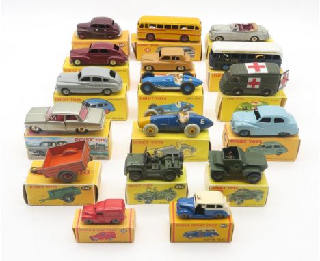 A collection of Dinky Toy model vehicles in reproduction boxes - 283 B.O.A.C. Coach, 23M Ferrari Racing Car, 154 Hillman Minx