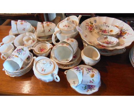 AN EXTENSIVE ROYAL CROWN DERBY SIX SETTING 'DERBY POSIES' PATTERN TEA AND COFFEE SERVICE  including set of six tea cups and s