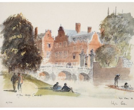 SIR HUGH MAXWELL CASSON, C.H., K.C.V.O., P.R.A., R.D.I. (BRITISH, 1910-1999)  'St. John's College, Cambridge',  colour print,