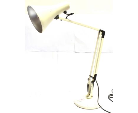 A HERBERT TERRY ANGLEPOISE ADJUSTABLE LAMP model 90, on/off switch to shade, on circular spreading base