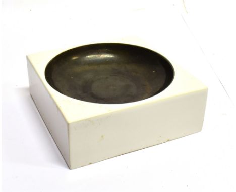 A TROIKA ASHTRAY  12cm square with circular well, 'TROIKA CORNWALL ENGLAND' to base with artists monogram 'AL' for Ann Lewis