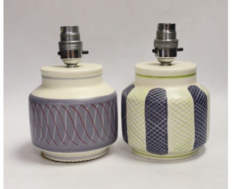 Two Poole pottery lamps, one in Freeform design, 17cm