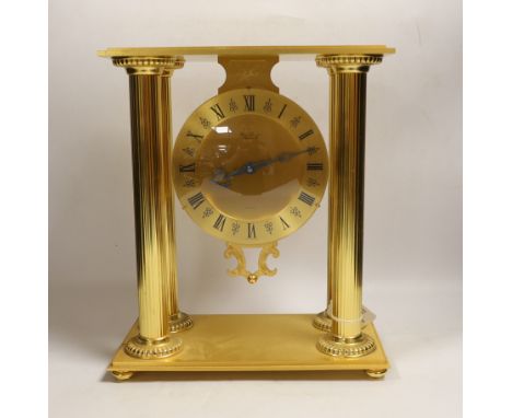 A contemporary Hour Lavigne gilt metal cased quartz mantel clock, 28cm x 23cm