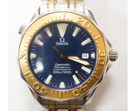 A gentleman's 2006 stainless steel Omega Seamaster Professional Chronometer wrist watch, on stainless steel Omega bracelet, c