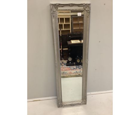 A Victorian style rectangular robing mirror, width 43cm, height 135cm