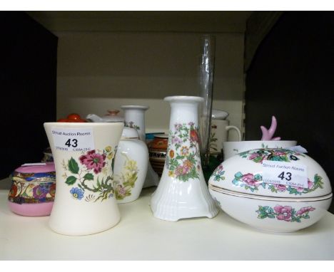 Mixed ceramics to include Poole, Carlton, Wedgwood and Worcester, together with a dressing table set and candlesticks