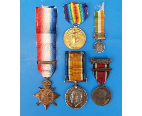 Three WWI medals, one marked 7186 Sjt A.J. Cool 1 / Wilts R, another 4 - 550 Sgt. H. Willis. North D Fus and the other 27598 