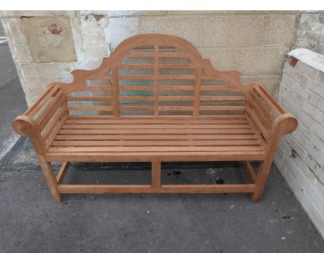 A teak Lutyens style garden bench