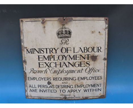 A George V Ministry of Labour Employment Exchange enamel office sign