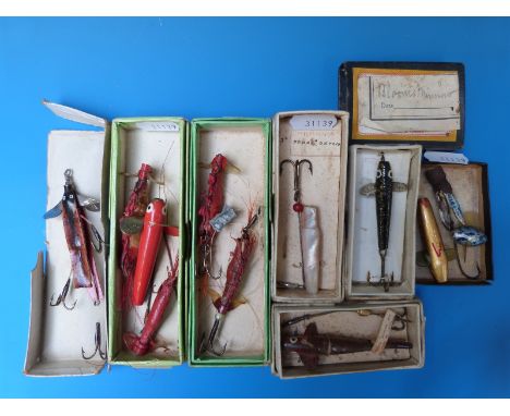Ten mainly Hardy minnows to include 2" Pearl Devon, Wetheral, spinning prawns etc, most in original boxes.  