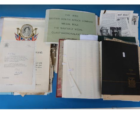 Two bound albums of hand-typed rolls for Rhodesian medal recipients for police, prison and army covering 1970s and 1980s, tog