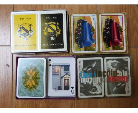 Approximately 60 double packs of playing cards to include promotional including shipping, Fournier etc
