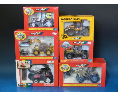 Six Britains Authentic Farm Models 1:32 scale diecast model tractors (all in original boxes)