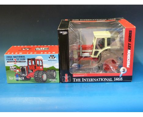 Two Britains FRTL diecast model tractors,1:32 scale 2004 National Farm Toy Show Toy Farmer Massey Ferguson 1500, and 1:16 sca