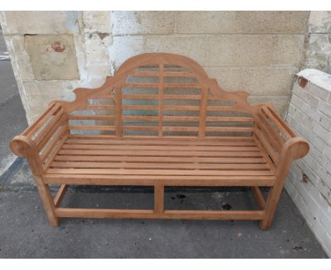 A teak Lutyens style garden bench