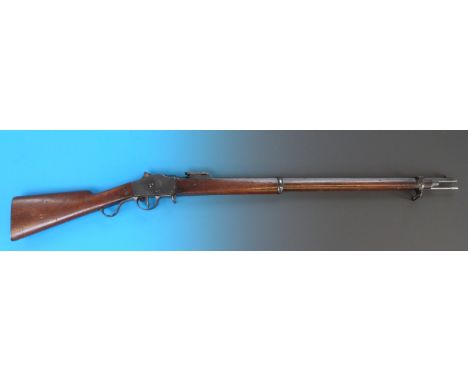 A Steyr M1885/1886 single shot falling block rifle as issued to the Portuguese armed forces and numbered 6978 to all parts. W