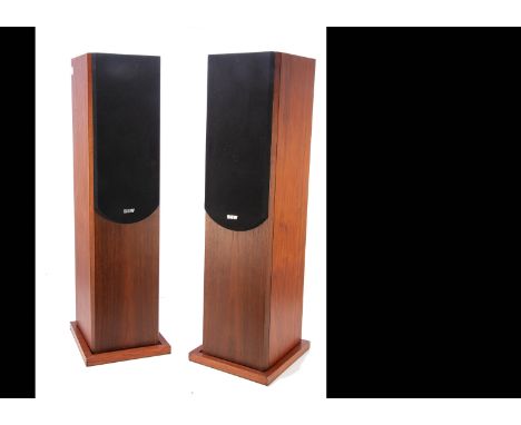 B &amp; W Speakers a pair of Bowers &amp; Wilkins floor standing speakers model P4, s/n 005183 &amp; 005184, cherry wood, goo