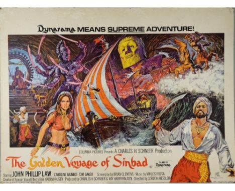 The Golden Voyage of Sinbad (1973) British Quad film poster, visual effects by Ray Harryhausen, Columbia, mounted on card, 30