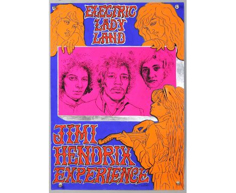 Jimi Hendrix Experience, Electric Lady Land - Original painted artwork by John Judkins, signed , flat, 28 x 20 inchesProvenan