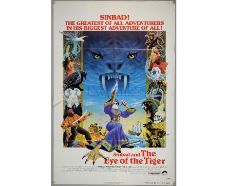 Sinbad and the Eye of the Tiger (1977) US One Sheet film poster, Special Visual Effects by Ray Harryhausen, folded, 27 x 41 i