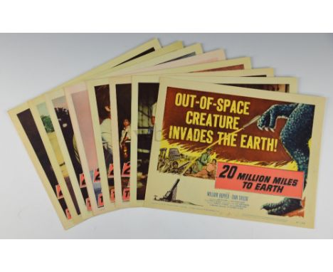 20 Million Miles To Earth (1957) Set of eight US Lobby cards with Title Card, technical effects by Ray Harryhausen, 11 x 14 i