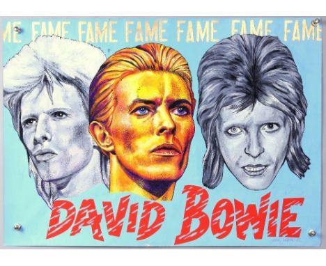 David Bowie - Fame - Original painted artwork by John Judkins, signed &amp; dated 1982, flat, 20 x 28 inchesProvenance: I Was