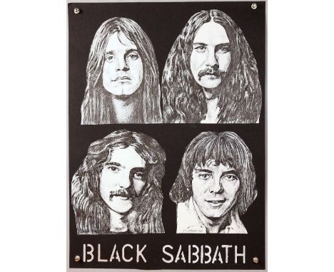 Black Sabbath - Original mixed media artwork by John Judkins, signed and dated 1970, flat, 29 x 21.5 inchesProvenance: I Was 