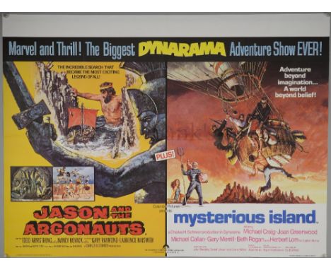 Jason and The Argonauts / Mysterious Island (1970’s) British Quad film poster, folded, 30 x 40 inches.Background - Tony Dalto