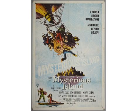Mysterious Island (1961) US One Sheet film poster, signed by Ray Harryhausen to lower area, folded, 27 x 41 inches.Background