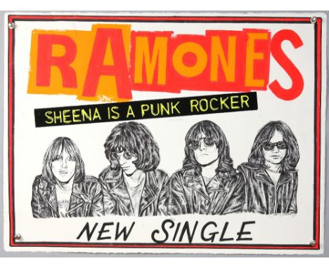 Ramones - Sheena Is A Punk Rocker - Original painted artwork by John Judkins, signed &amp; dated 1977, flat, 22.5 x 30 inches