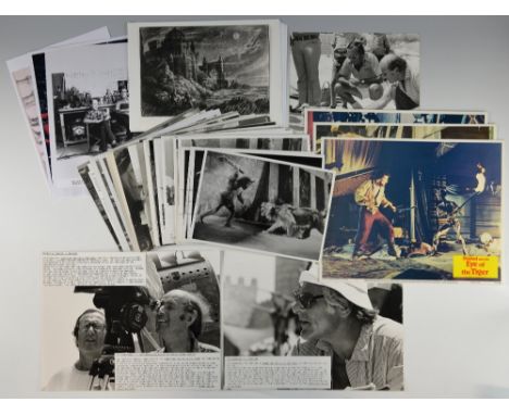 Sinbad and the Eye of the Tiger (1977) Three original US lobby cards, two large format photographs showing Ray Harryhausen on