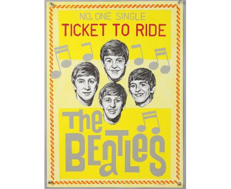 The Beatles - Ticket To Ride - Original painted artwork by John Judkins, signed &amp; dated 1965, flat, 30 x 22 inchesProvena