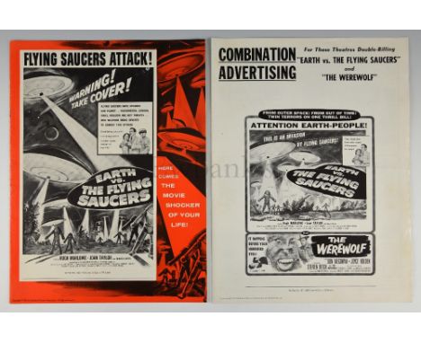 Earth Vs. The Flying Saucers (1956) Pressbook (no cuts) and a combination advertising brochure for Earth Vs. Flying Saucers a