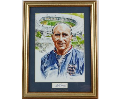 Football - Sir Alf Ramsey signed limited edition print with certificate of authenticity, framed, 13 x 17 inches