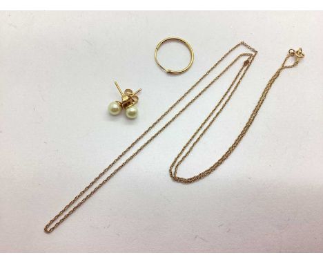 A Dainty Ropetwist Chain, to clasp stamped "375", 52cm long, together with an odd / single hoop earring (indistinctly stamped
