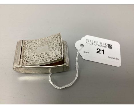 A Georgian Hallmarked Silver Snuff Box, Cocks &amp; Bettridge, Birmingham 1813, of curved rectangular form with foliage decor