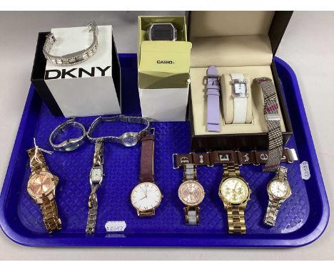 An Assortment of Ladies Wristwatches, to include Burberry interchangable strap 00233 BU4514, Olivia Burton, DKNY, Casio Sheen