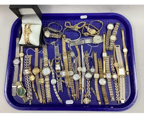 An Assortment of Ladies Wristwatches, to include gilt coloured Accurist, Rotary, Sekona, Citizen Eco-Drive, Skagen, etc :- On