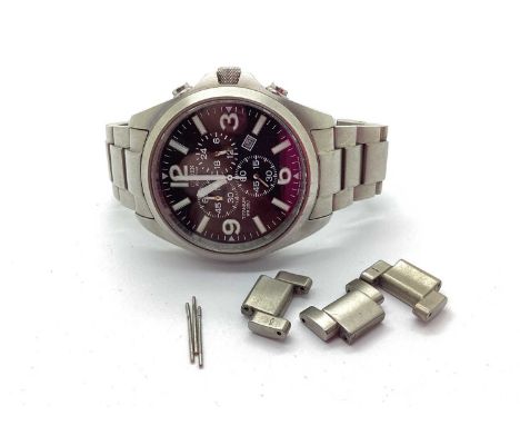 Citizen Eco-Drive; Titanium WR200 Gent's Wristwatch, the signed black dial with three subsidiary dials, Arabic quarterly nume