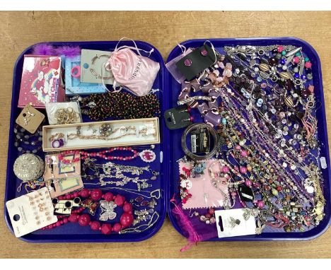An Assortment of Modern Costume Jewellery, including beaded necklace, floral bangle, drop earrings, cufflinks, Celtic style b