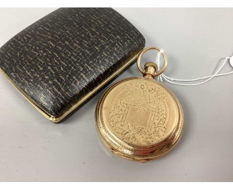 Hampden Watch Co; A Full Hunter Cased Pocketwatch, the signed white dial with black Roman numerals and seconds subsidiary dia