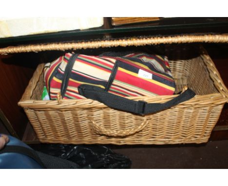 A PICNIC HAMPER AND CONTENTS 