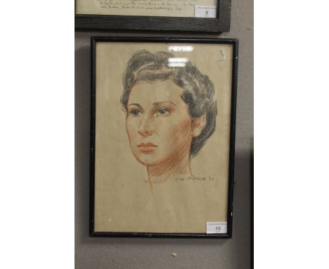 A FRAMED PORTRAIT OF A LADY BY C S PIERCE