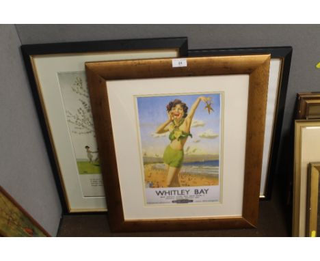 A TERENCE CUNEO PRINT TITLED A LULL IN THE BATTLE TOGETHER WITH A QUANTITY OF TRAIN RELATED ADVERTISING POSTERS, ETC 
