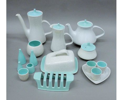A quantity of Poole pottery breakfast wares. The coffee pot 21 cm high.